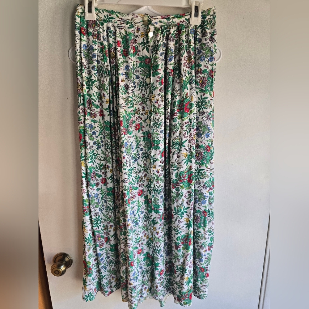 Jessy Vintage Button Down Floral Print Women's Maxi Skirt Size 2